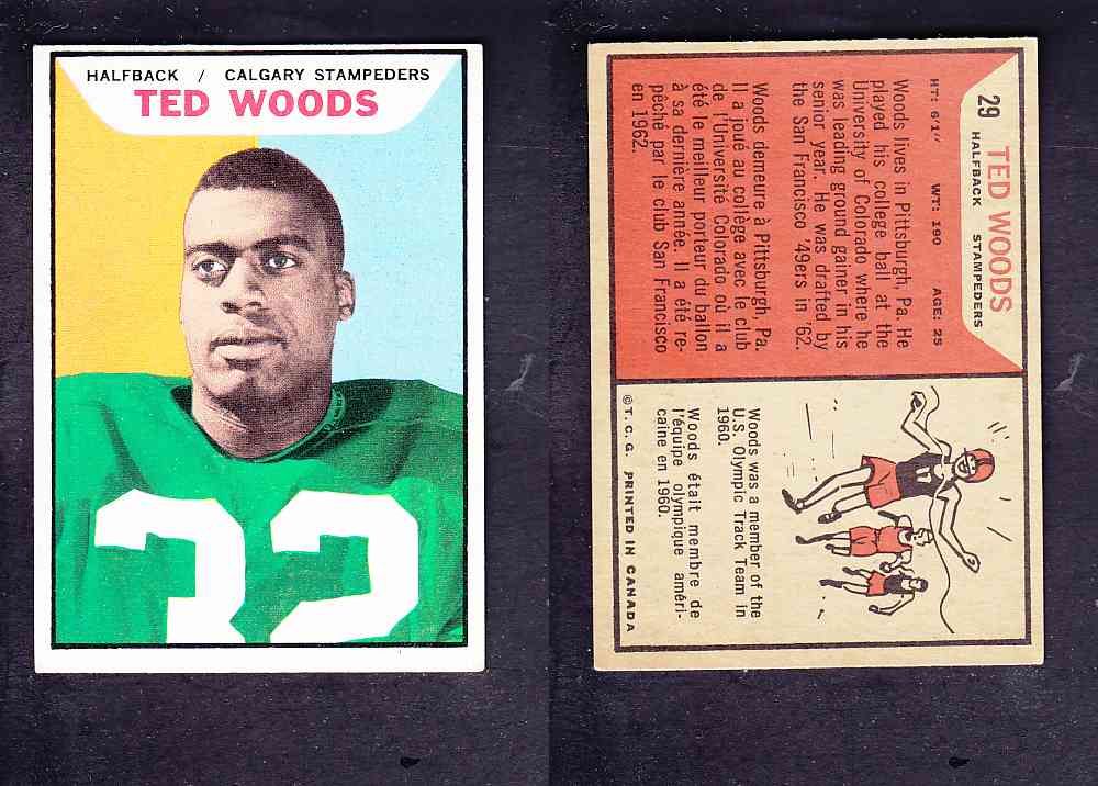 1965 CFL TOPPS FOOTBALL CARD #29 T. WOODS photo 1965 CFL TOPPS FOOTBALL CARD #29 T. WOODS photo