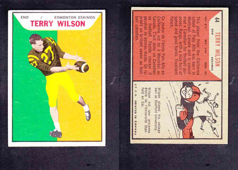 1965 CFL TOPPS FOOTBALL CARD #44 T. WILSON photo 1965 CFL TOPPS FOOTBALL CARD #44 T. WILSON photo