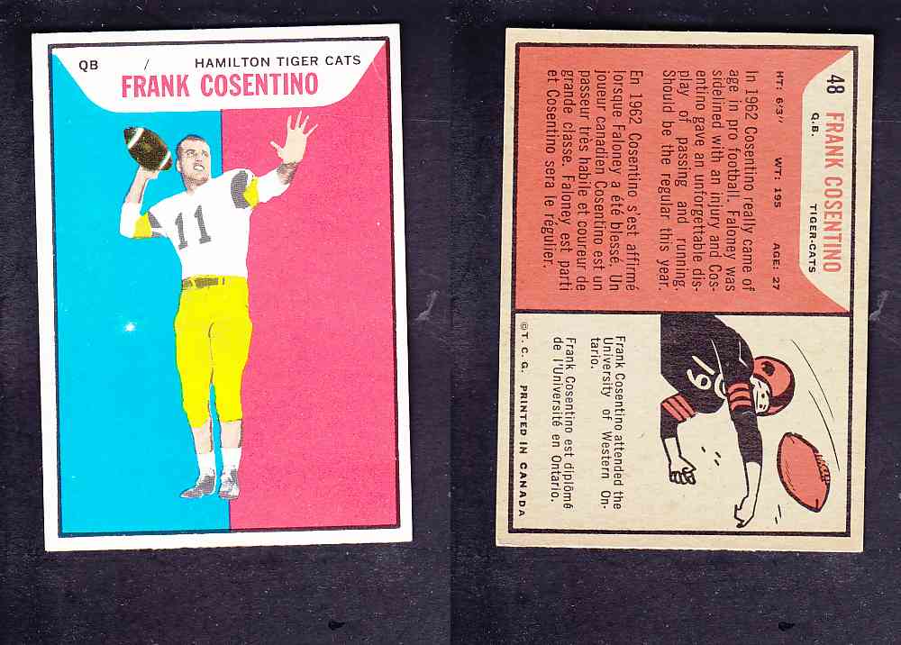 1965 CFL TOPPS FOOTBALL CARD #48 F. COSENTINO photo 1965 CFL TOPPS FOOTBALL CARD #48 F. COSENTINO photo