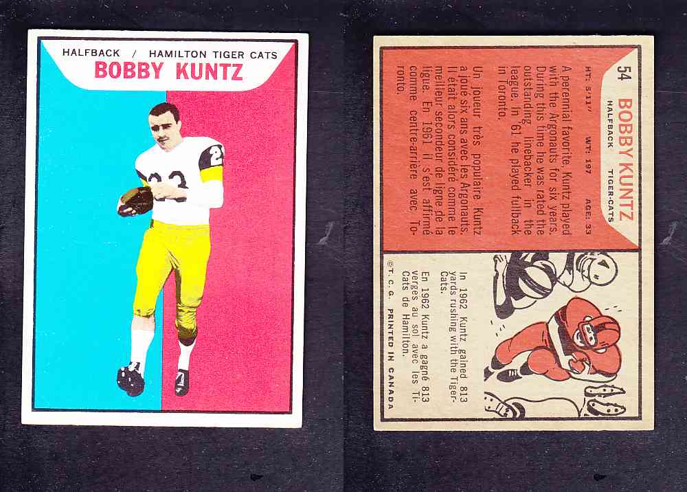 1965 CFL TOPPS FOOTBALL CARD #54 B. KUNTZ photo 1965 CFL TOPPS FOOTBALL CARD #54 B. KUNTZ photo