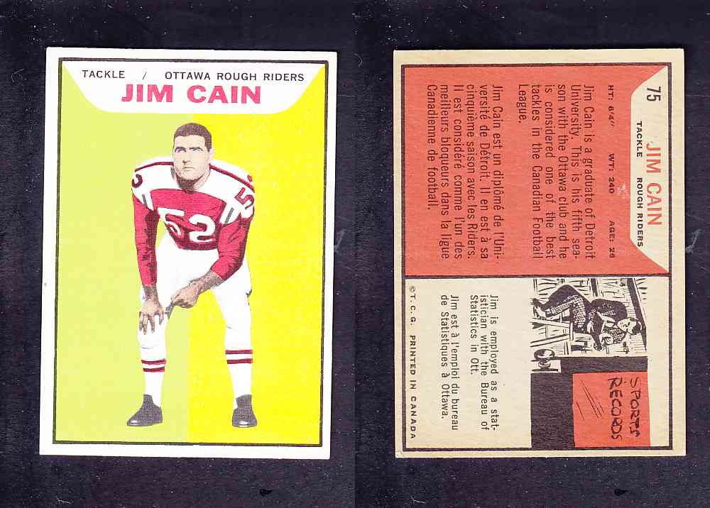 1965 CFL TOPPS FOOTBALL CARD #75 J. CANTIN photo 1965 CFL TOPPS FOOTBALL CARD #75 J. CANTIN photo
