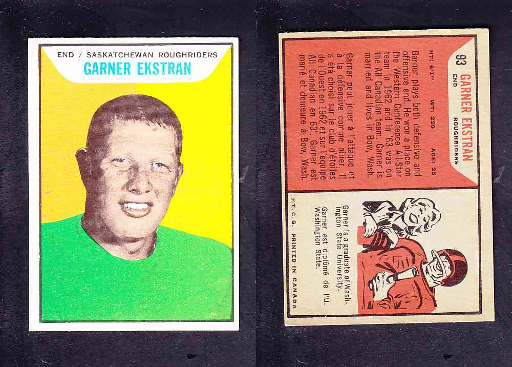 1965 CFL TOPPS FOOTBALL CARD #93 G. EKSTRAN photo 1965 CFL TOPPS FOOTBALL CARD #93 G. EKSTRAN photo