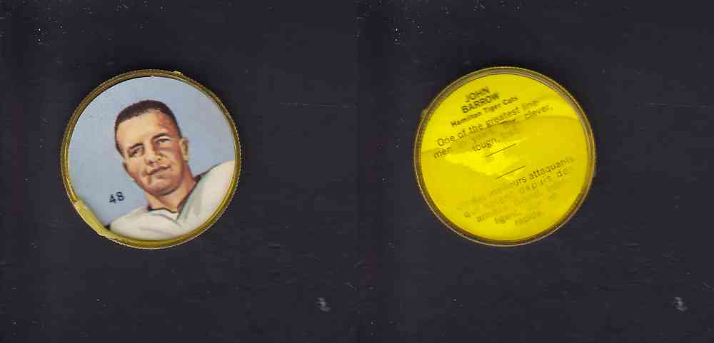 1963 CFL NALLEY'S COIN #48 J. BARROW photo 1963 CFL NALLEY'S COIN #48 J. BARROW photo