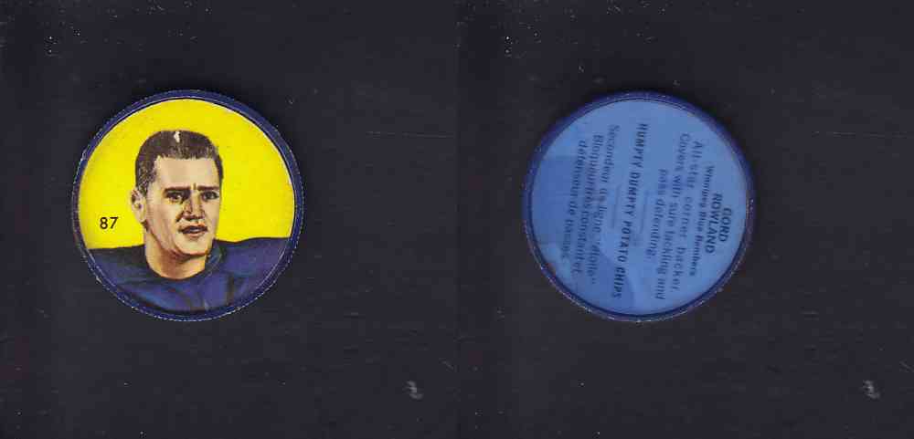 1963 CFL NALLEY'S COIN #87 G. ROWLAND photo 1963 CFL NALLEY'S COIN #87 G. ROWLAND photo
