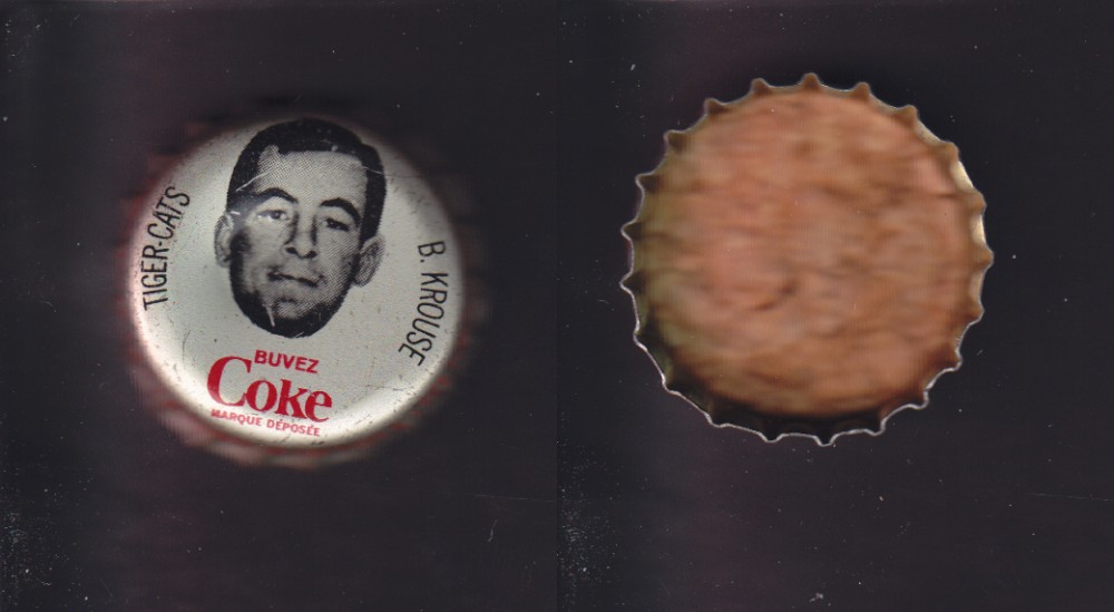 1965 CFL COCA COLA FOOTBALL CAP B. KROUSE photo 1965 CFL COCA COLA FOOTBALL CAP B. KROUSE photo