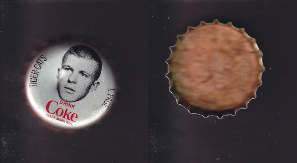1965 CFL COCA COLA FOOTBALL CAP T. PAGE photo 1965 CFL COCA COLA FOOTBALL CAP T. PAGE photo