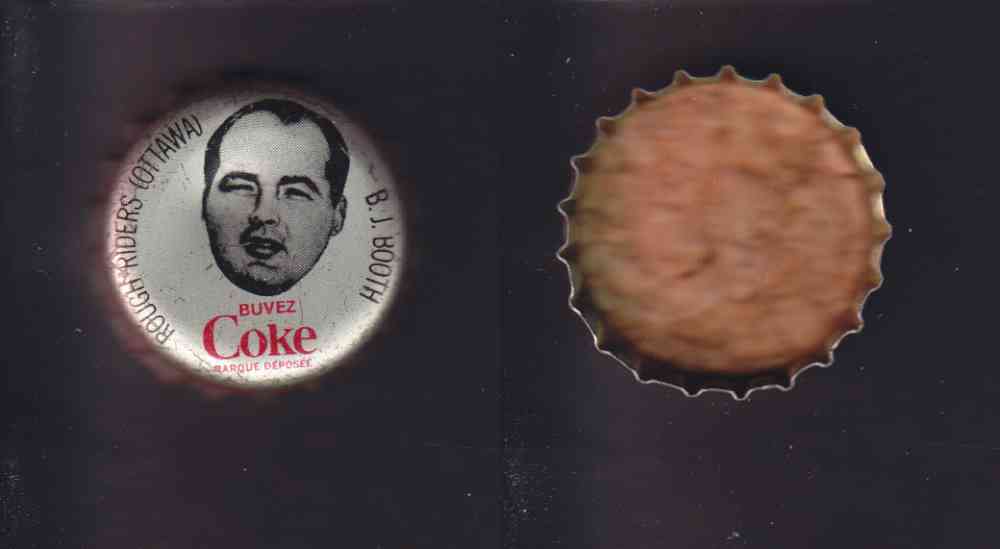 1965 CFL COCA COLA FOOTBALL CAP B.J. BOOTH photo 1965 CFL COCA COLA FOOTBALL CAP B.J. BOOTH photo