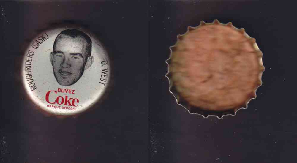 1965 CFL COCA COLA FOOTBALL CAP D.WEST photo 1965 CFL COCA COLA FOOTBALL CAP D.WEST photo