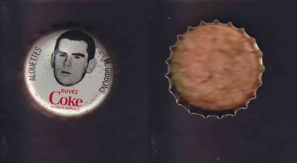 1965 CFL COCA COLA FOOTBALL CAP M. GIBBONS photo 1965 CFL COCA COLA FOOTBALL CAP M. GIBBONS photo