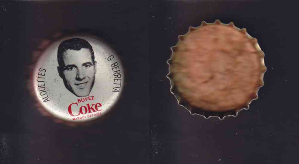 1965 CFL COCA COLA FOOTBALL CAP G. BERRETTA photo 1965 CFL COCA COLA FOOTBALL CAP G. BERRETTA photo