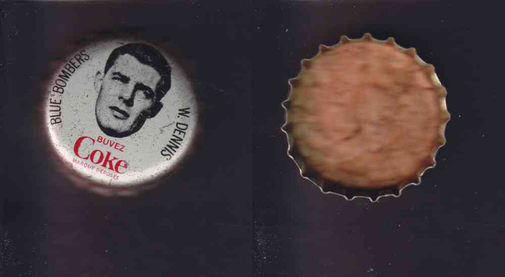 1965 CFL COCA COLA FOOTBALL CAP W. DENNIS photo 1965 CFL COCA COLA FOOTBALL CAP W. DENNIS photo