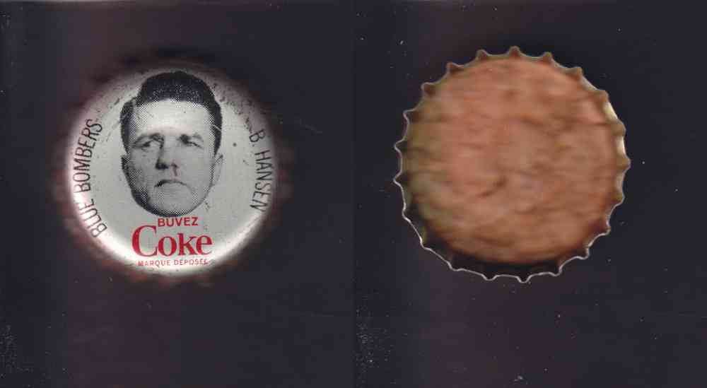 1965 CFL COCA COLA FOOTBALL CAP B. HANSEN photo 1965 CFL COCA COLA FOOTBALL CAP B. HANSEN photo