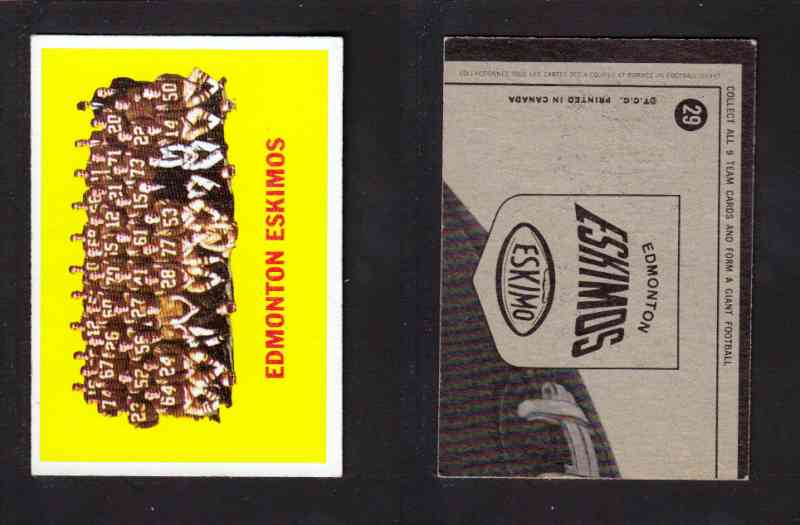 1964 CFL TOPPS FOOTBALL CARD #29 EDMONTON ESKIMOS TEAM photo 1964 CFL TOPPS FOOTBALL CARD #29 EDMONTON ESKIMOS TEAM photo