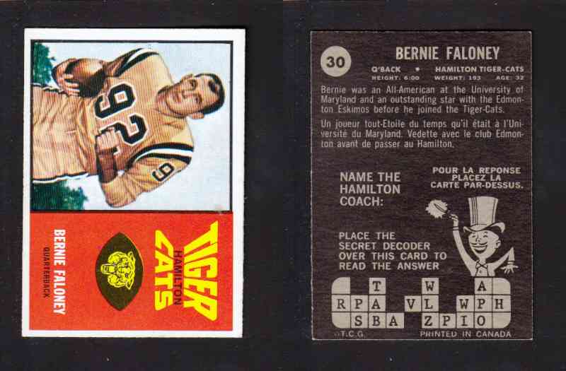 1964 CFL TOPPS FOOTBALL CARD #30 B. FALONEY photo 1964 CFL TOPPS FOOTBALL CARD #30 B. FALONEY photo