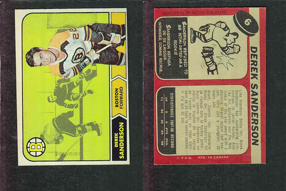 1968-69 O-PEE-CHEE HOCKEY CARD #6 D. SANDERSON photo 1968-69 O-PEE-CHEE HOCKEY CARD #6 D. SANDERSON photo