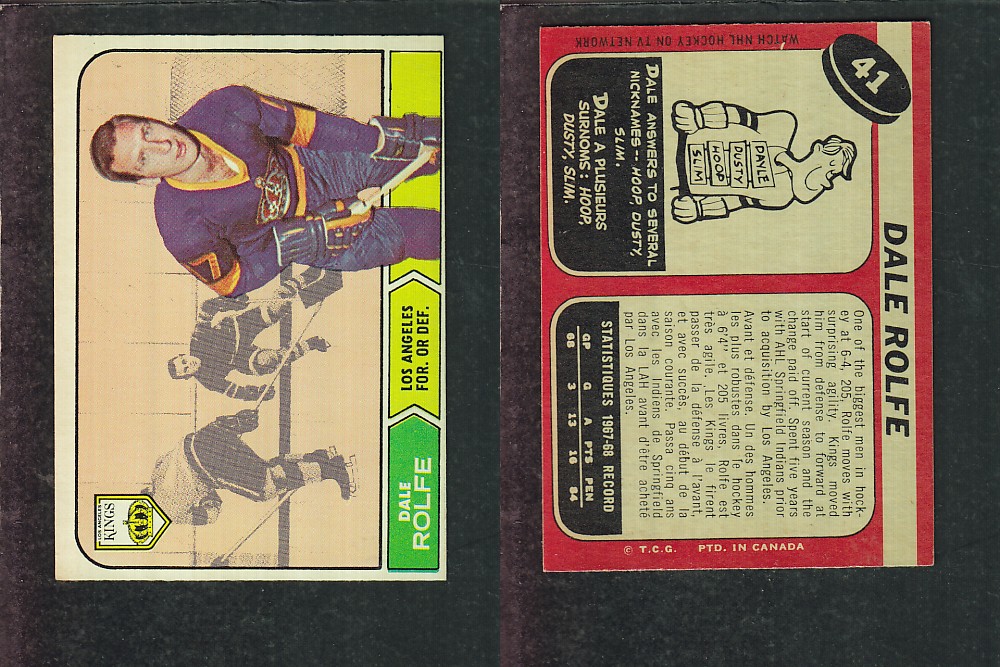 1968-69 O-PEE-CHEE HOCKEY CARD #41 D. ROLFE photo 1968-69 O-PEE-CHEE HOCKEY CARD #41 D. ROLFE photo