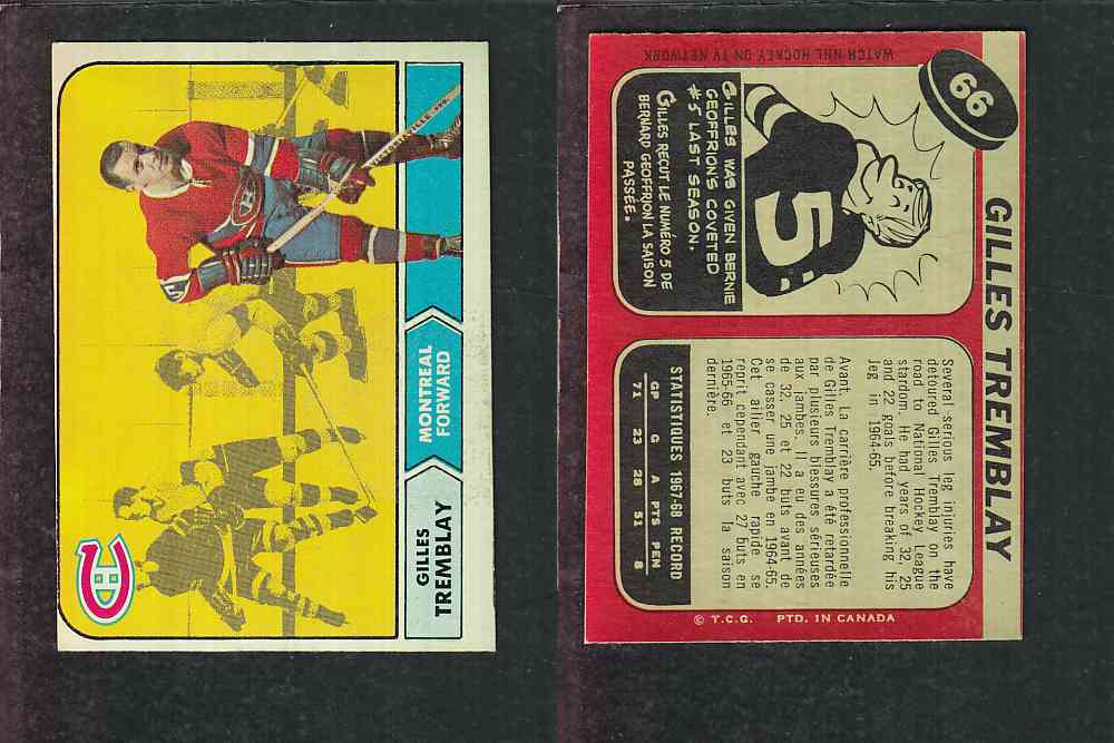 1968-69 O-PEE-CHEE HOCKEY CARD #66 G. TREMBLAY photo 1968-69 O-PEE-CHEE HOCKEY CARD #66 G. TREMBLAY photo