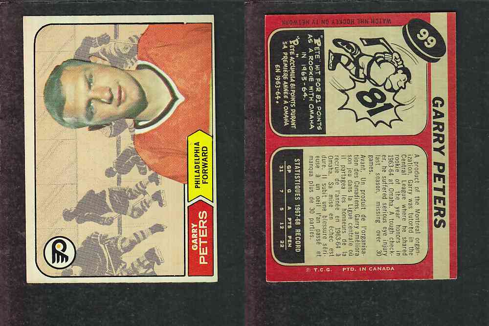 1968-69 O-PEE-CHEE HOCKEY CARD #99 G. PETERS photo 1968-69 O-PEE-CHEE HOCKEY CARD #99 G. PETERS photo