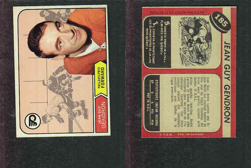 1968-69 O-PEE-CHEE HOCKEY CARD #185 J. GENDRON photo 1968-69 O-PEE-CHEE HOCKEY CARD #185 J. GENDRON photo