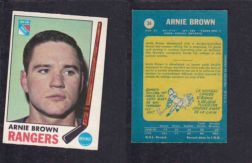 1969-70 O-PEE-CHEE HOCKEY CARD #34 A. BROWN photo 1969-70 O-PEE-CHEE HOCKEY CARD #34 A. BROWN photo