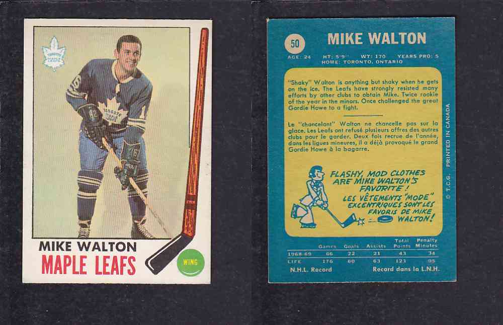 1969-70 O-PEE-CHEE HOCKEY CARD #50 M. WALTON photo 1969-70 O-PEE-CHEE HOCKEY CARD #50 M. WALTON photo