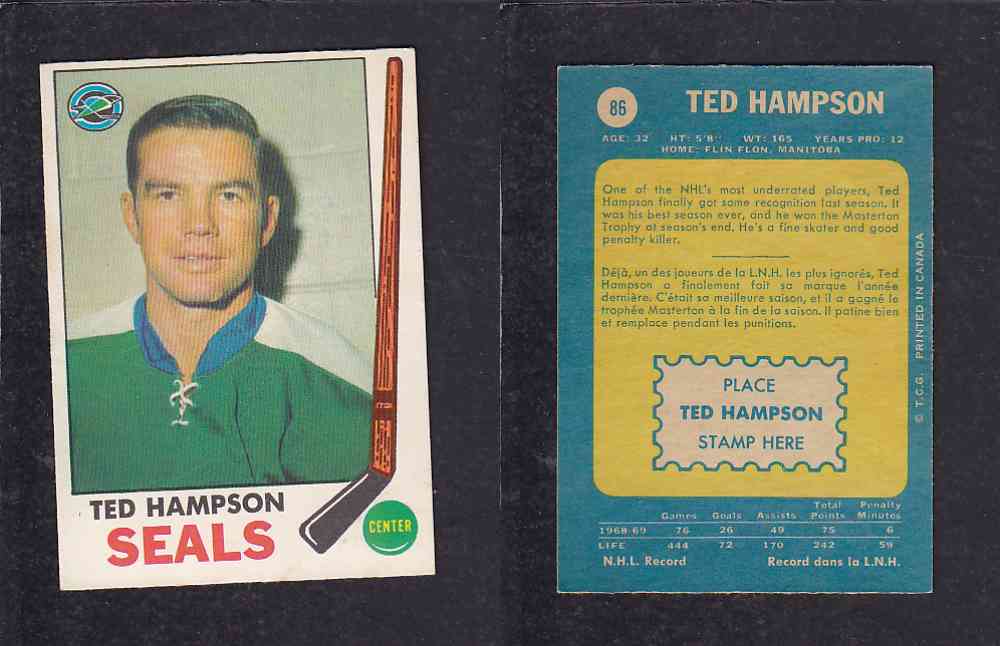 1969-70 O-PEE-CHEE HOCKEY CARD #86 T. HAMPSON photo 1969-70 O-PEE-CHEE HOCKEY CARD #86 T. HAMPSON photo