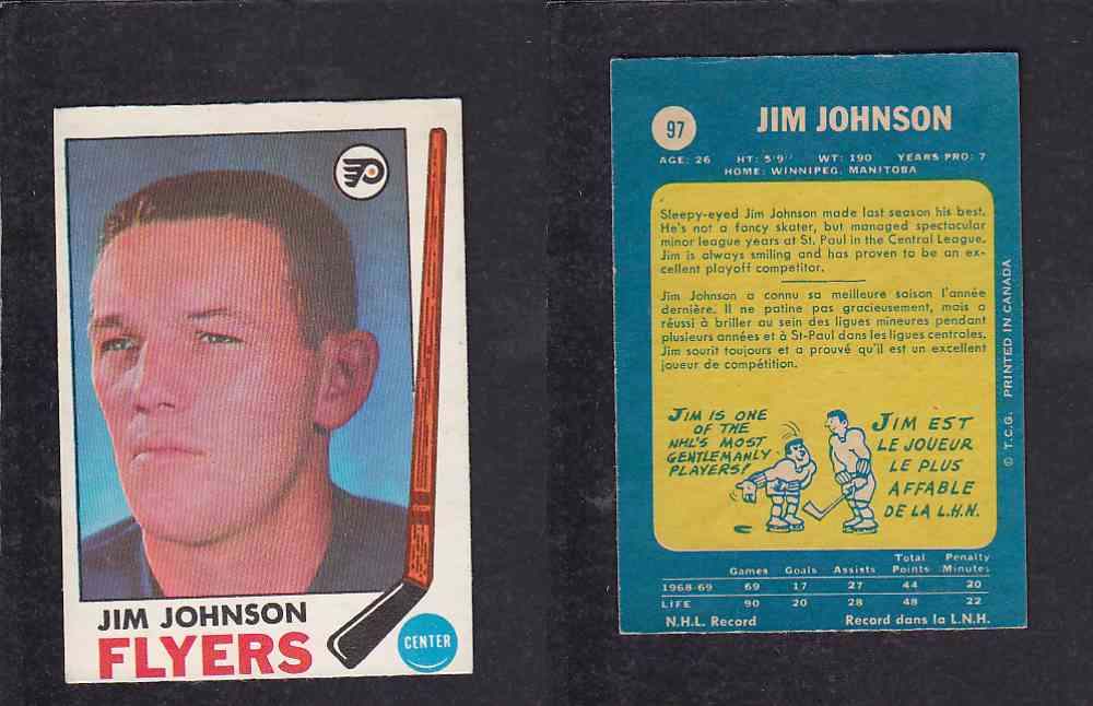 1969-70 O-PEE-CHEE HOCKEY CARD #97 J. JOHNSON photo