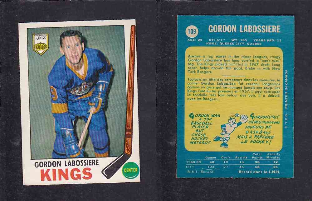 1969-70 O-PEE-CHEE HOCKEY CARD #109 G. LABOSSIERE photo