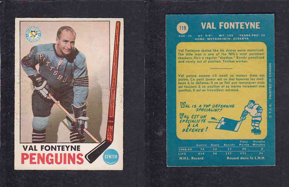 1969-70 O-PEE-CHEE HOCKEY CARD #119 V. FONTEYNE photo 1969-70 O-PEE-CHEE HOCKEY CARD #119 V. FONTEYNE photo