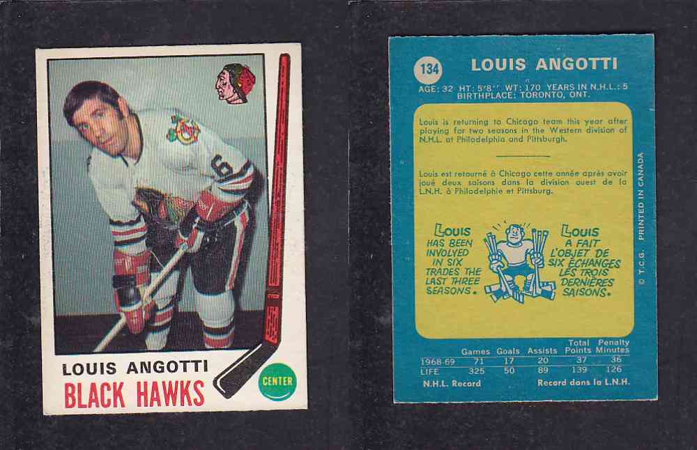 1969-70 O-PEE-CHEE HOCKEY CARD #134 L. ANGOTTI photo 1969-70 O-PEE-CHEE HOCKEY CARD #134 L. ANGOTTI photo
