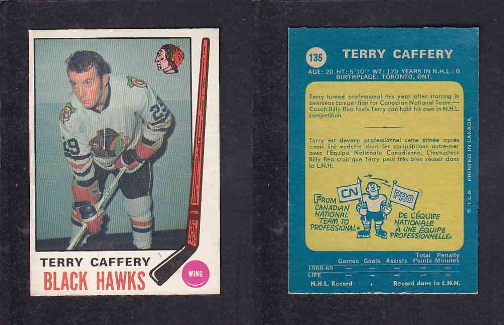 1969-70 O-PEE-CHEE HOCKEY CARD #135 T. CAFFERY photo 1969-70 O-PEE-CHEE HOCKEY CARD #135 T. CAFFERY photo