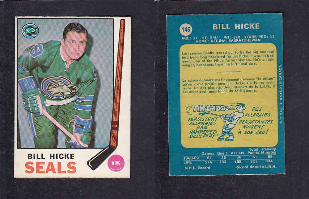 1969-70 O-PEE-CHEE HOCKEY CARD #145 B. HICKE photo 1969-70 O-PEE-CHEE HOCKEY CARD #145 B. HICKE photo