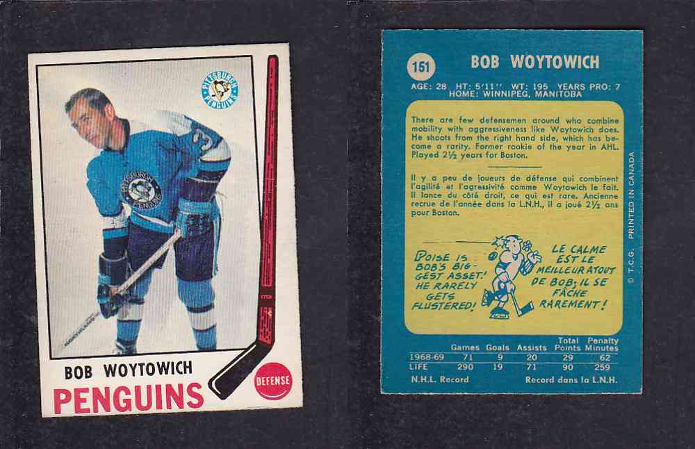 1969-70 O-PEE-CHEE HOCKEY CARD #151 B. WOYTOWICH photo 1969-70 O-PEE-CHEE HOCKEY CARD #151 B. WOYTOWICH photo