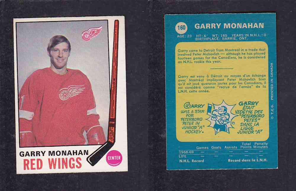 1969-70 O-PEE-CHEE HOCKEY CARD #160 G. MONAHAN photo 1969-70 O-PEE-CHEE HOCKEY CARD #160 G. MONAHAN photo