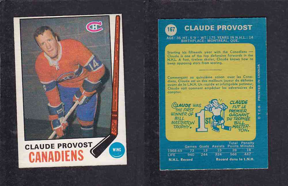 1969-70 O-PEE-CHEE HOCKEY CARD #167 C. PROVOST photo 1969-70 O-PEE-CHEE HOCKEY CARD #167 C. PROVOST photo