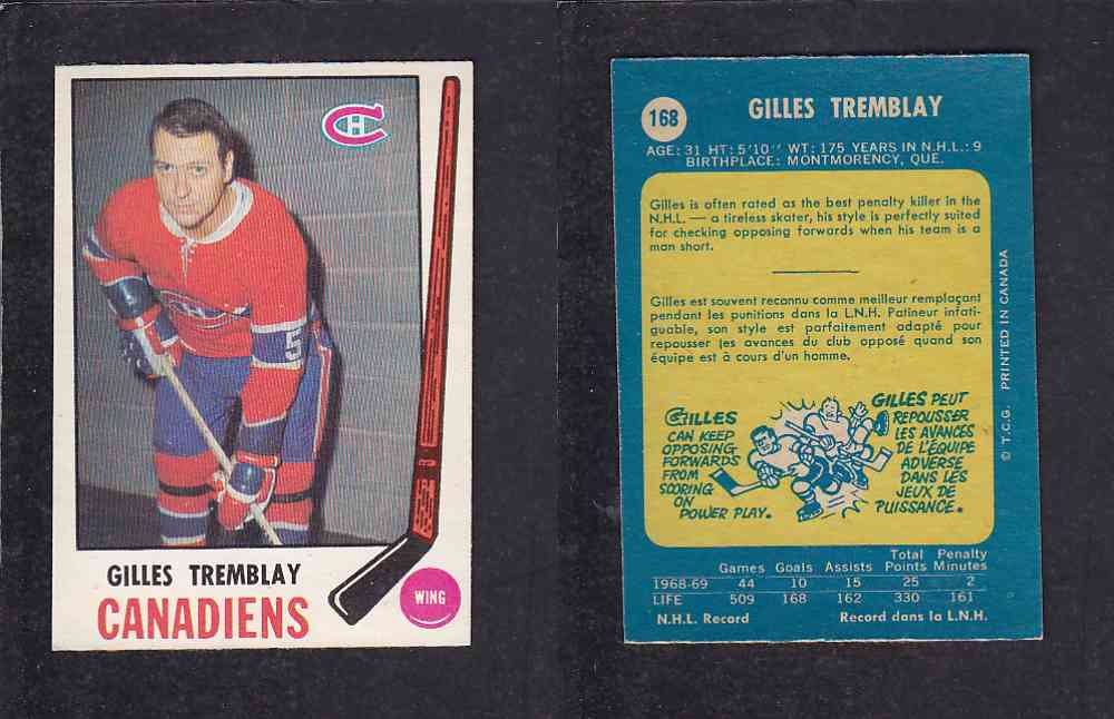 1969-70 O-PEE-CHEE HOCKEY CARD #168 G. TREMBLAY photo 1969-70 O-PEE-CHEE HOCKEY CARD #168 G. TREMBLAY photo