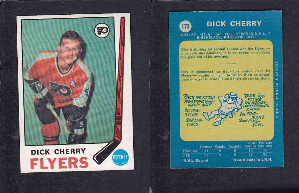 1969-70 O-PEE-CHEE HOCKEY CARD #173 D. CHERRY photo
