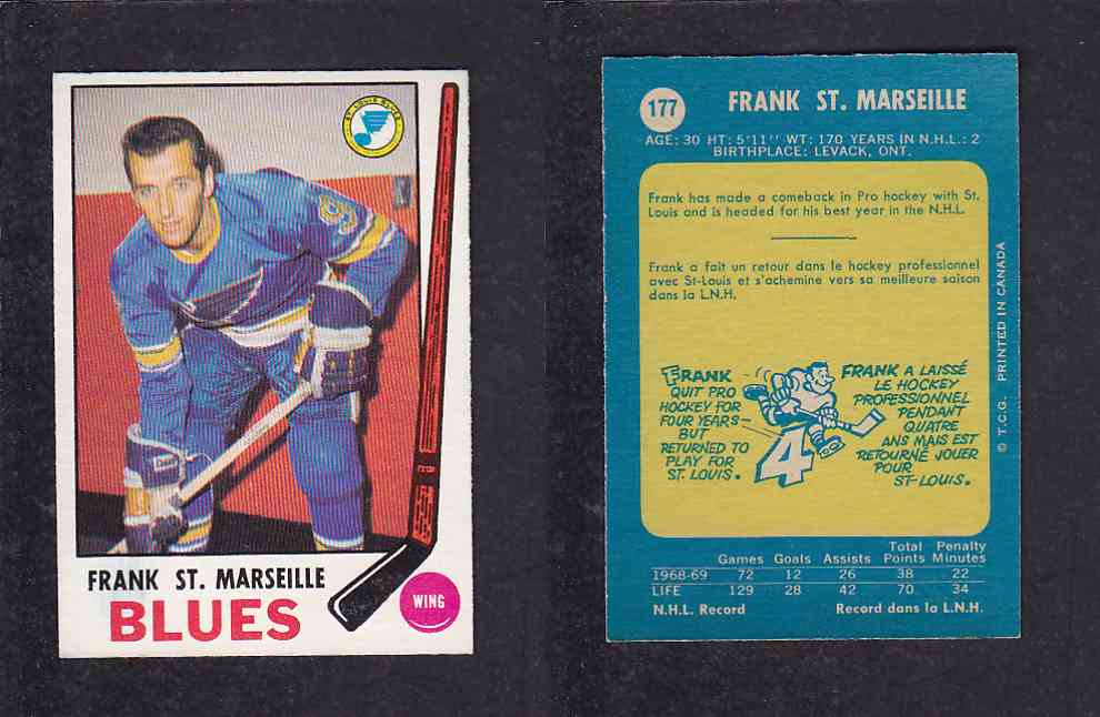1969-70 O-PEE-CHEE HOCKEY CARD #177 F. ST. MARSEILLE photo 1969-70 O-PEE-CHEE HOCKEY CARD #177 F. ST. MARSEILLE photo