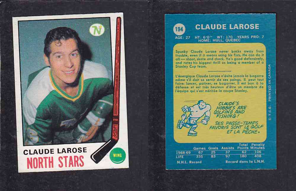 1969-70 O-PEE-CHEE HOCKEY CARD #194 C. LAROSE photo 1969-70 O-PEE-CHEE HOCKEY CARD #194 C. LAROSE photo