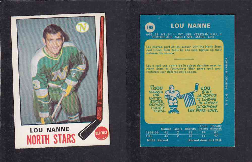 1969-70 O-PEE-CHEE HOCKEY CARD #198 L. NANNE photo 1969-70 O-PEE-CHEE HOCKEY CARD #198 L. NANNE photo