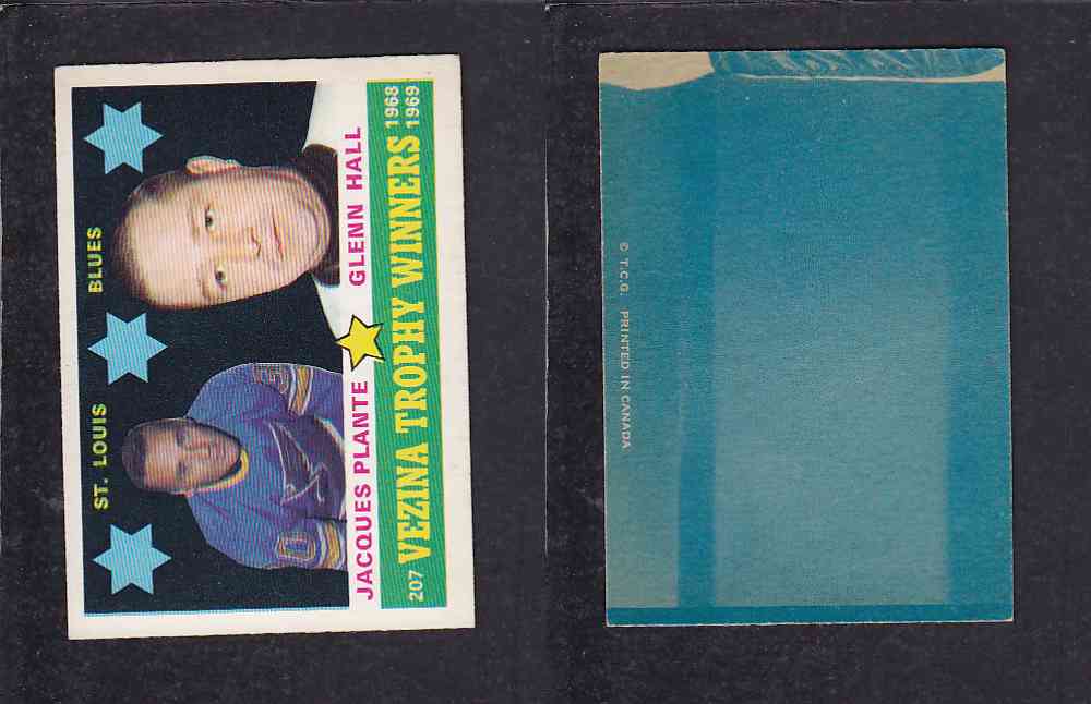 1969-70 O-PEE-CHEE HOCKEY CARD #207 J. PLANTE & G. HALL photo
