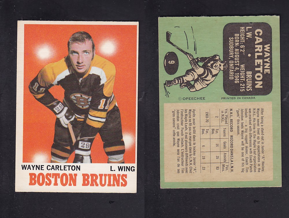 1970-71 O-PEE-CHEE HOCKEY CARD #9 W. CARLETON photo 1970-71 O-PEE-CHEE HOCKEY CARD #9 W. CARLETON photo