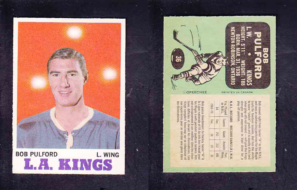 1970-71 O-PEE-CHEE HOCKEY CARD #36 B. PULFORD photo 1970-71 O-PEE-CHEE HOCKEY CARD #36 B. PULFORD photo