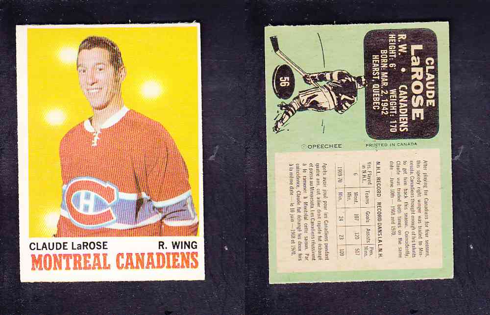 1970-71 O-PEE-CHEE HOCKEY CARD #56 C. LAROSE photo 1970-71 O-PEE-CHEE HOCKEY CARD #56 C. LAROSE photo