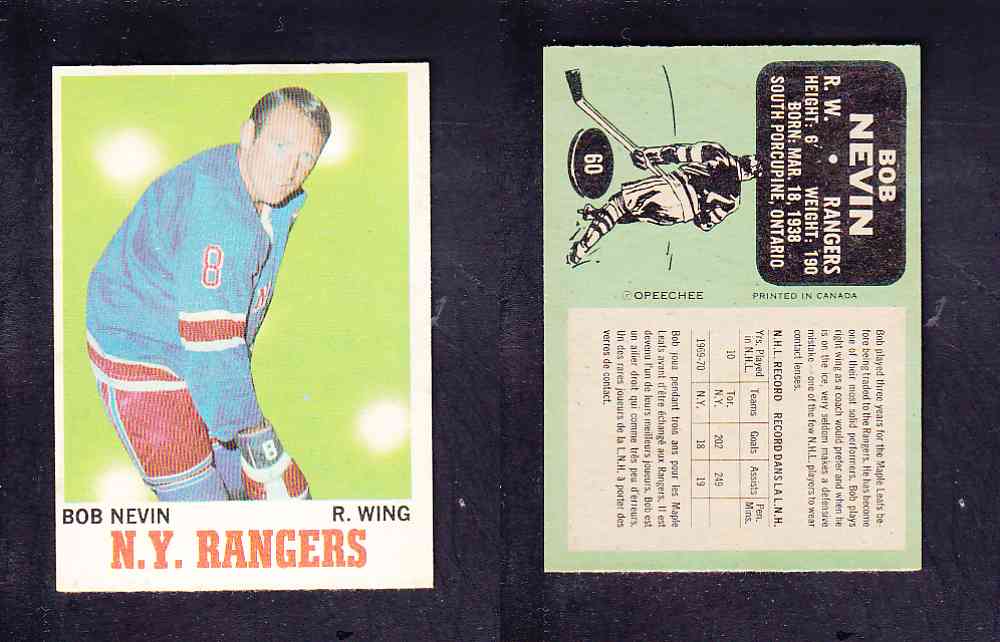 1970-71 O-PEE-CHEE HOCKEY CARD #60 B. NEVIN photo 1970-71 O-PEE-CHEE HOCKEY CARD #60 B. NEVIN photo