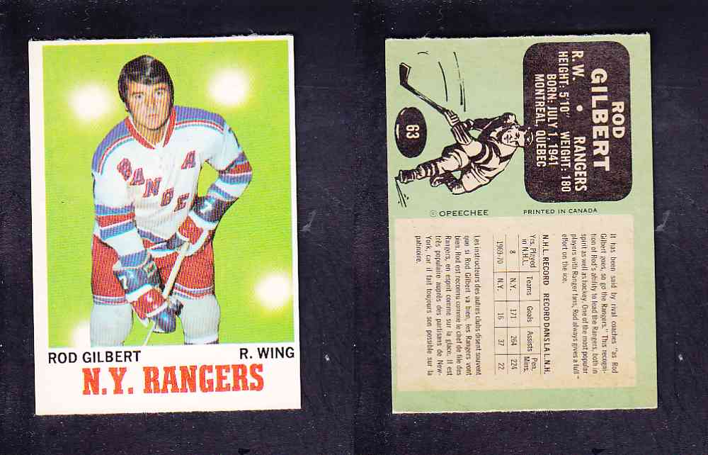 1970-71 O-PEE-CHEE HOCKEY CARD #63 R. GILBERT photo 1970-71 O-PEE-CHEE HOCKEY CARD #63 R. GILBERT photo