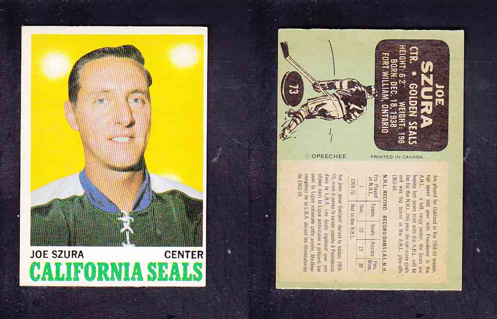 1970-71 O-PEE-CHEE HOCKEY CARD #73 J. SZURA photo 1970-71 O-PEE-CHEE HOCKEY CARD #73 J. SZURA photo