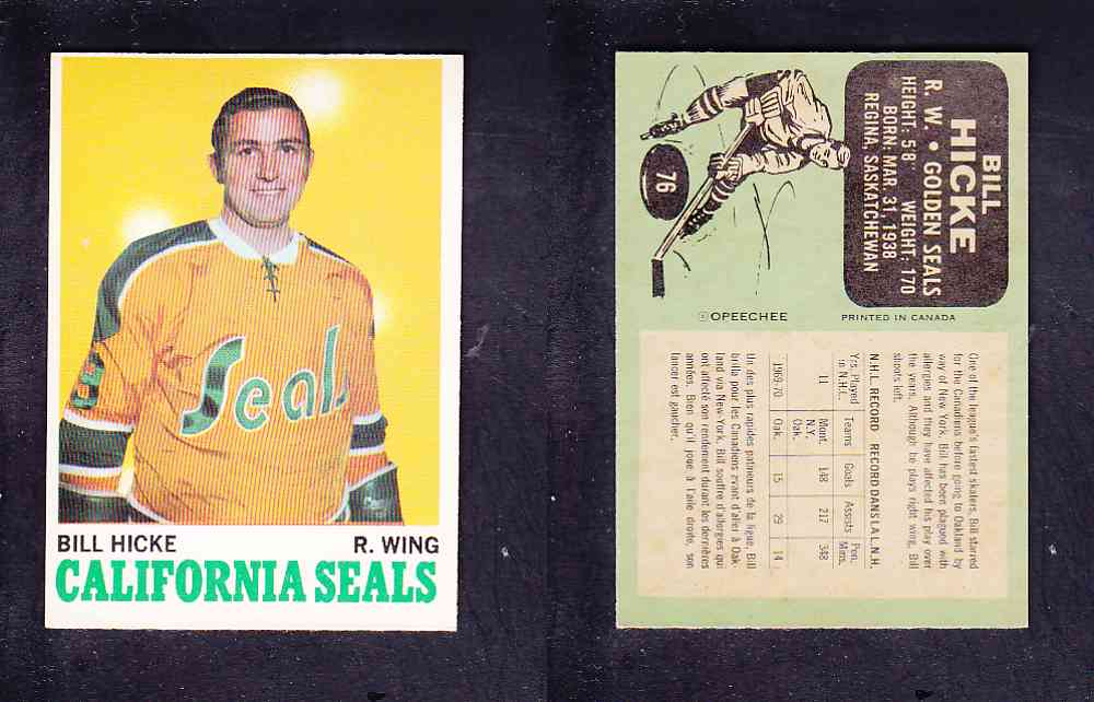 1970-71 O-PEE-CHEE HOCKEY CARD #76 B. HICKE photo 1970-71 O-PEE-CHEE HOCKEY CARD #76 B. HICKE photo