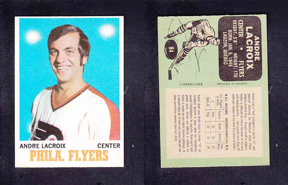 1970-71 O-PEE-CHEE HOCKEY CARD #84 A. LACROIX photo 1970-71 O-PEE-CHEE HOCKEY CARD #84 A. LACROIX photo