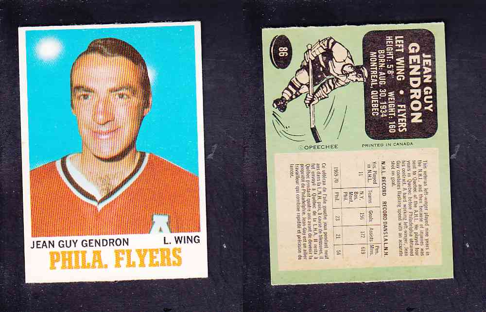 1970-71 O-PEE-CHEE HOCKEY CARD #86 J. GENDRON photo